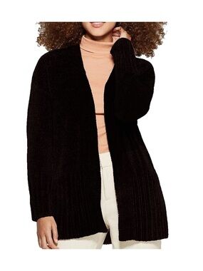 a new day Black Open-Front Ribbed Cheneal Cardigan